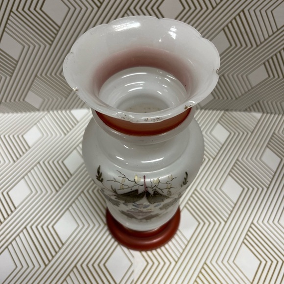 Antique Hand Blown Bristol Glass Vase Hand Painted - Picture 2 of 13